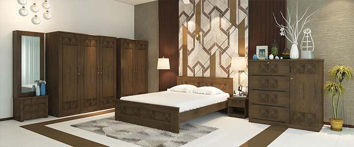 Quadra Wooden Double Bedroom Set