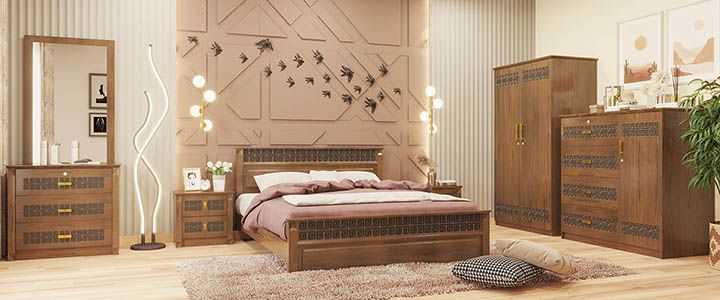 The Greek Key Wooden Bedroom Set