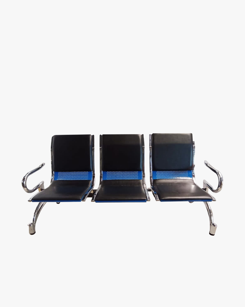 Waiting Chair 3 Seater-HCFW-205 (Border Chrome) Blue