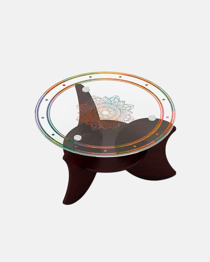 Wooden Center Table with printed glass-HTCC-302 (Printed)