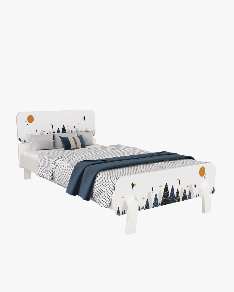 Wooden Kids Double Bed-HBKDH-302  (Blue Mountains)