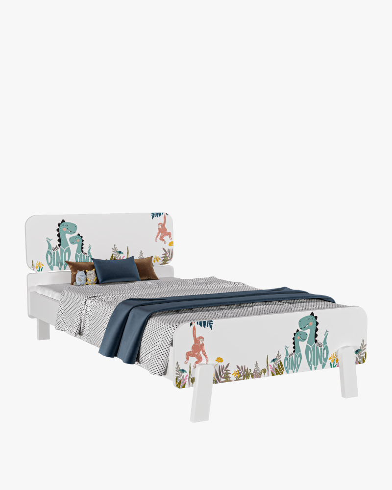 Wooden Kids Double Bed-HBKDH-302  (Dino)