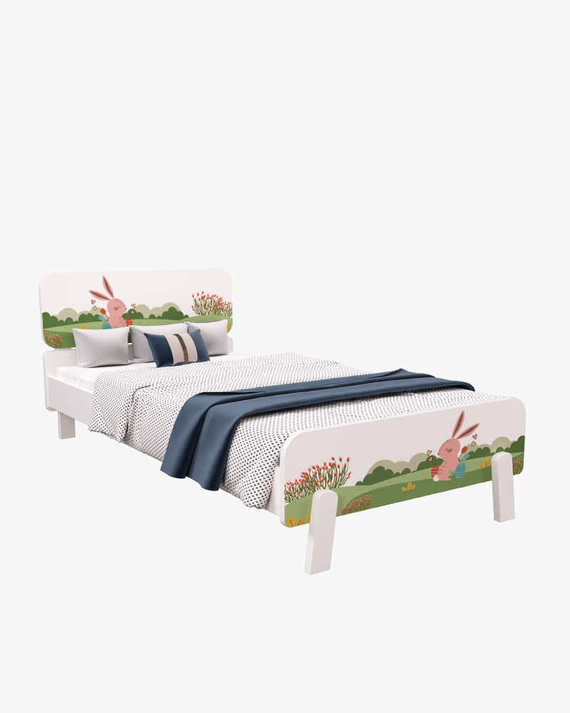 Wooden Kids Semi Double Bed-HBKSH-302 (Bunny Rabbit)