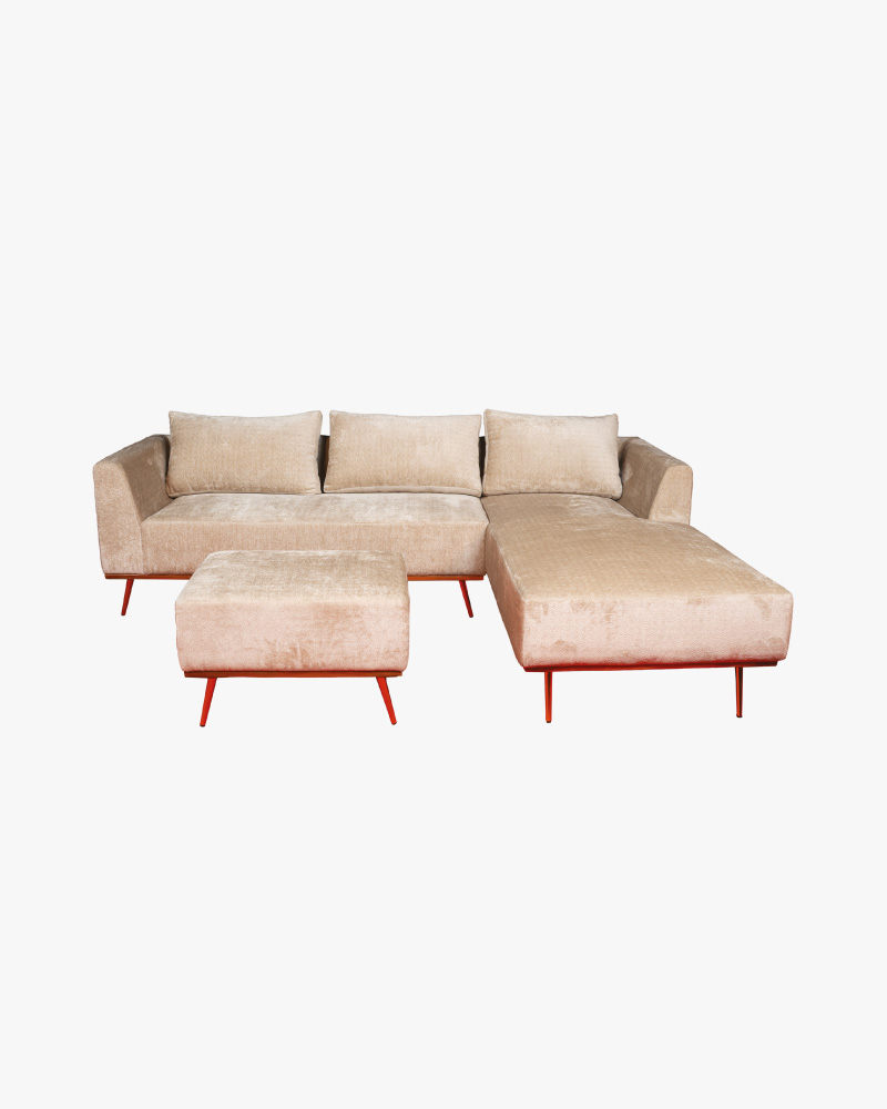 Wooden L-Shape Sofa-HLSS-303 (With Stool) 